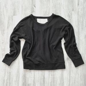 Women's Plus Size NWT Black Cozy Fleece Sweater with Back Cut Out 2X
